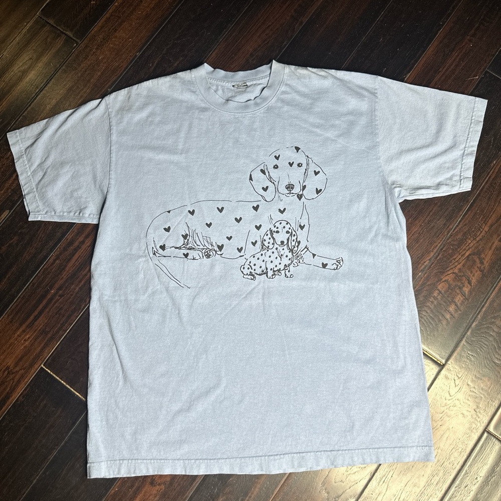Crewneck short sleeve T-shirt 100% cotton, dog & pup California Boho adorable